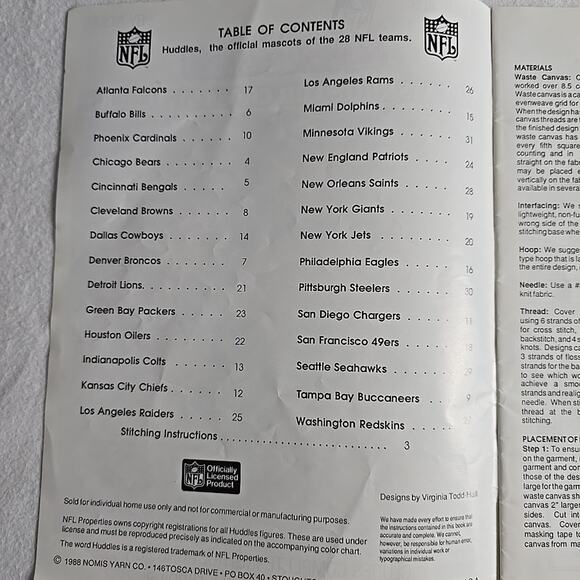 NFL Huddles Sweatshirts For Cross Stitchers VTG Vol 403 Kidcore Football Mascots - Picture 3 of 4